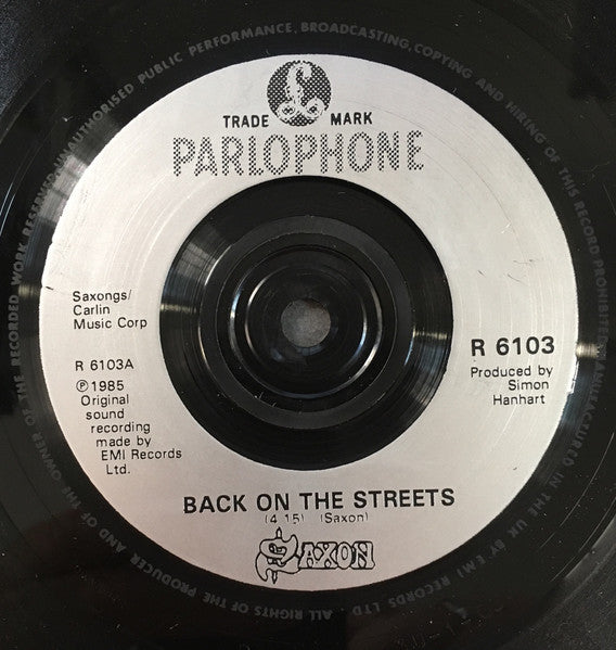 Saxon : Back On The Streets (7", Single)