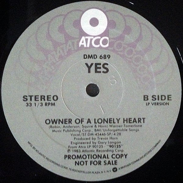Yes : Owner Of A Lonely Heart (12", Promo)