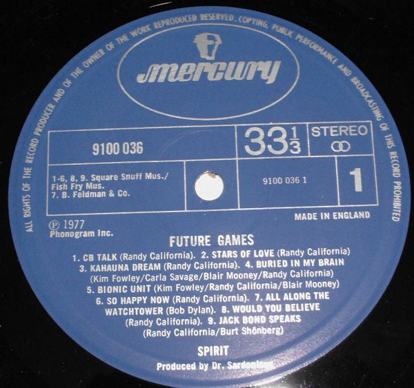 Spirit (8) : Future Games (A Magical-Kahauna Dream) (LP, Album)