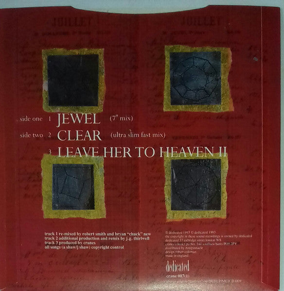 Cranes : Jewel (7", Single, 1/3 + Box)