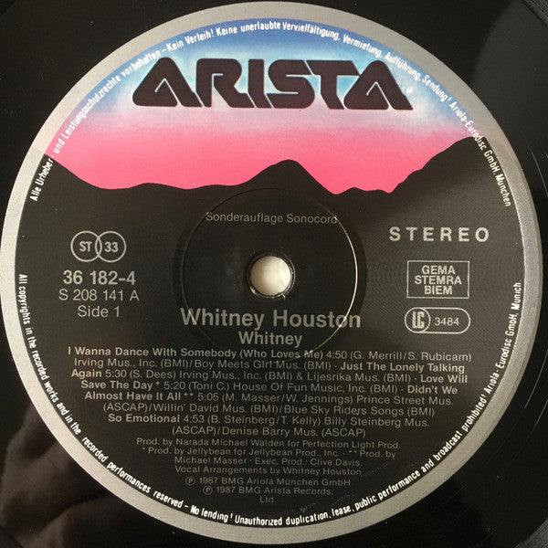 Whitney Houston : Whitney (LP, Album, Club)