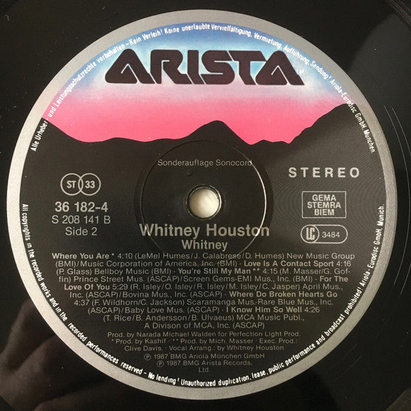 Whitney Houston : Whitney (LP, Album, Club)