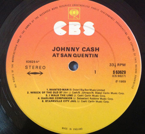 Johnny Cash : Johnny Cash At San Quentin (LP, Album, RE)