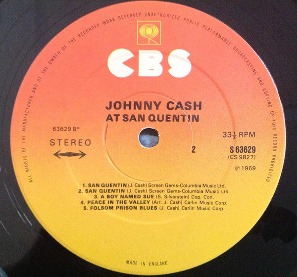 Johnny Cash : Johnny Cash At San Quentin (LP, Album, RE)