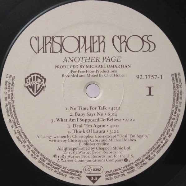 Christopher Cross : Another Page (LP, Album)