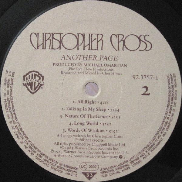 Christopher Cross : Another Page (LP, Album)