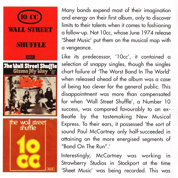 10cc : Sheet Music (CD, Album, RE)