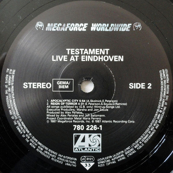 Testament (2) : Live At Eindhoven (12", EP)