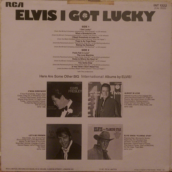 Elvis Presley : I Got Lucky (LP, Album, Comp, Mono)