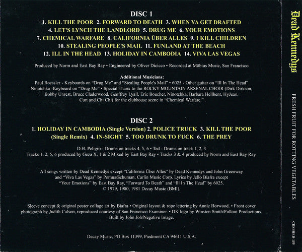 Dead Kennedys : Fresh Fruit For Rotting Vegetables (CD, Album, RE, RM + CD, Comp, RE, RM + RE)