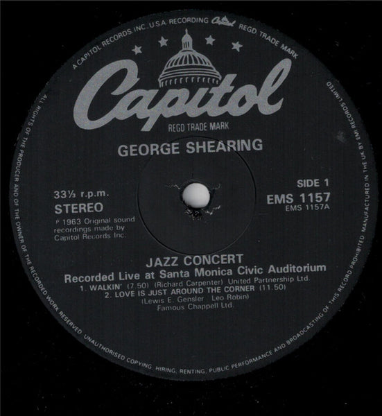 George Shearing Quintet* : Jazz Concert (LP, Album, RE)