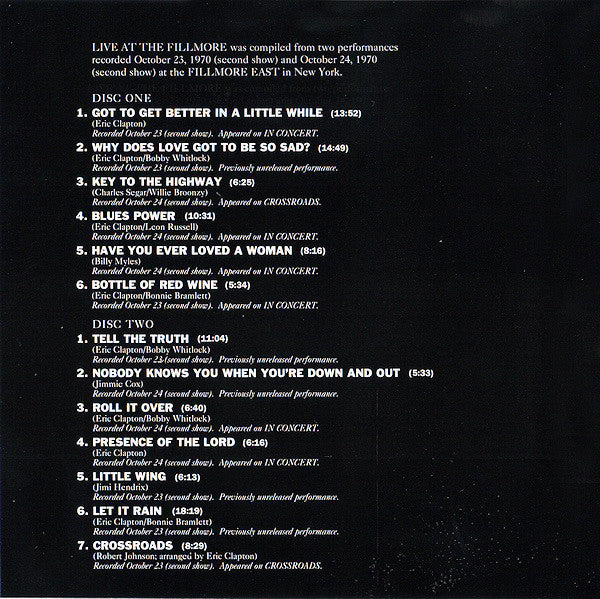 Derek & The Dominos : Live At The Fillmore (2xCD, Album, RE)