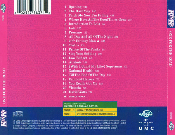 The Kinks : One For The Road (HDCD, Album, RE, RM)