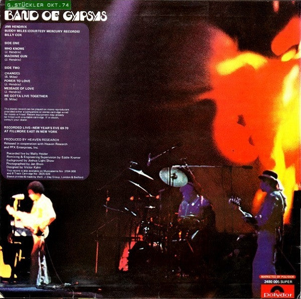 Jimi Hendrix : Band Of Gypsys (LP, Album, RE)