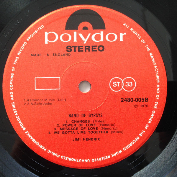 Jimi Hendrix : Band Of Gypsys (LP, Album, RE)