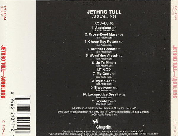 Jethro Tull : Aqualung (CD, Album, RE)