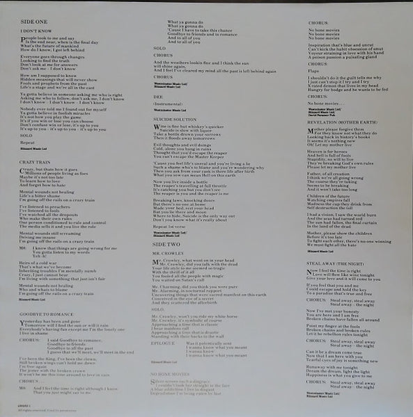 Ozzy Osbourne : Blizzard Of Ozz (LP, Album, RE)