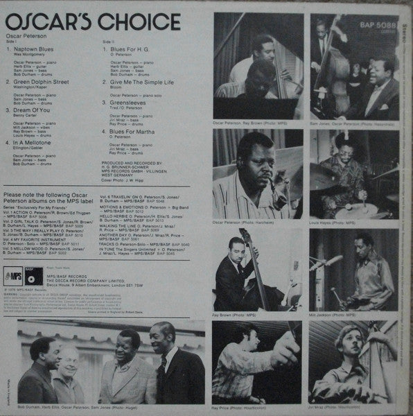 Oscar Peterson : Oscar's Choice (LP, Comp)