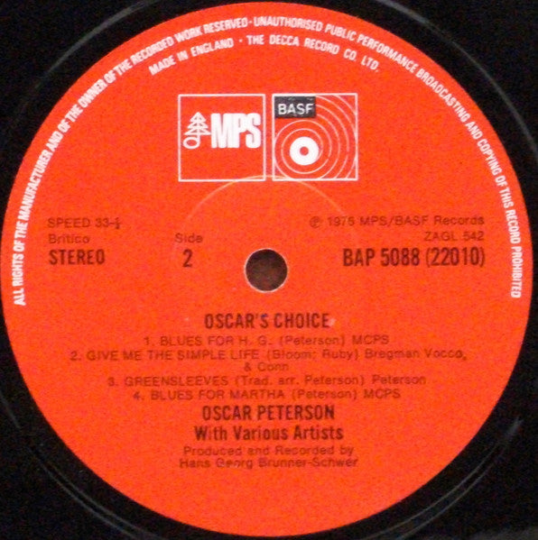 Oscar Peterson : Oscar's Choice (LP, Comp)