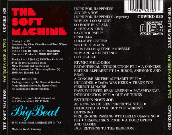 Soft Machine : Volumes One And Two (CD, Comp, RE, Son)