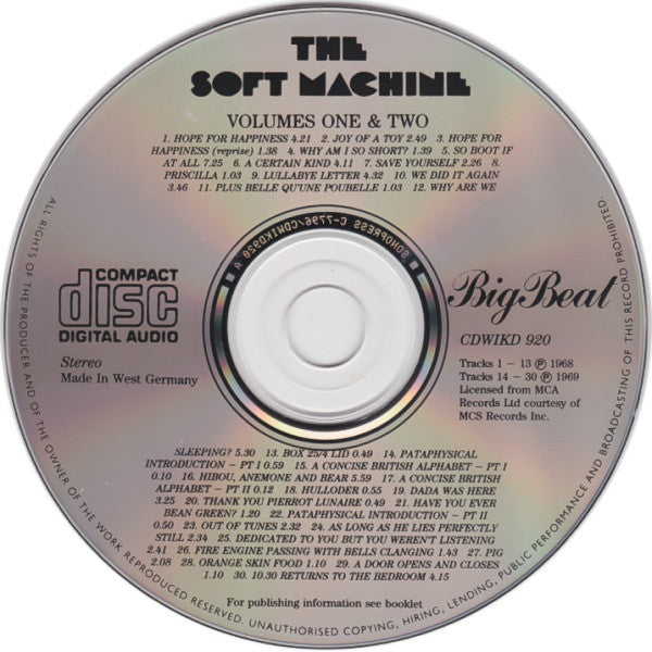 Soft Machine : Volumes One And Two (CD, Comp, RE, Son)