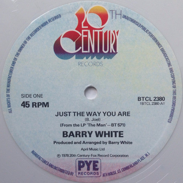 Barry White : Just The Way You Are (12", Single, Ltd, Whi)
