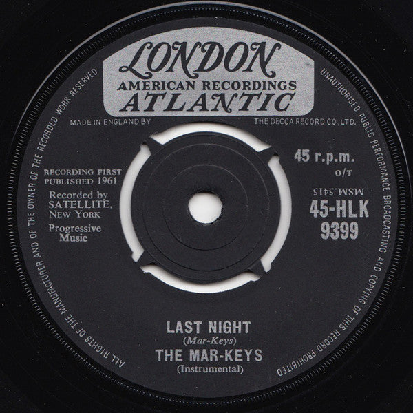 The Mar-Keys : Last Night (7", Single)
