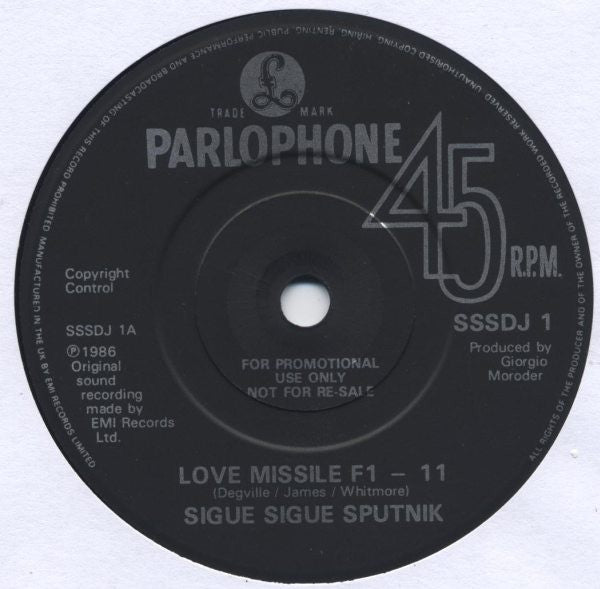 Sigue Sigue Sputnik : Love Missile F1-11 (7", Single, Promo)