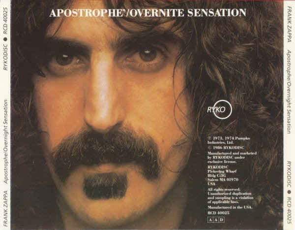 Frank Zappa : Apostrophe' / Overnite Sensation (CD, Comp, RE, PDO)