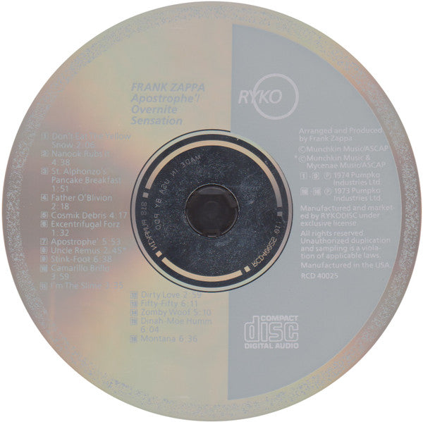 Frank Zappa : Apostrophe' / Overnite Sensation (CD, Comp, RE, PDO)