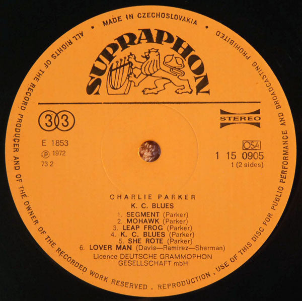 Charlie Parker "The Bird"* : K. C. Blues (LP, Comp, RP)