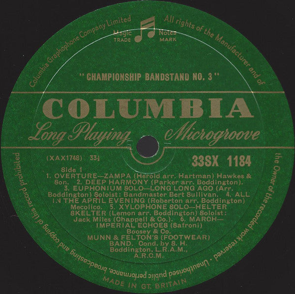 Munn And Felton's (Footwear) Band* : Championship Bandstand No.3 (LP, Album)