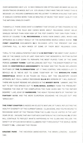 Various : XL Recordings: The First Chapter (Cass, Comp)