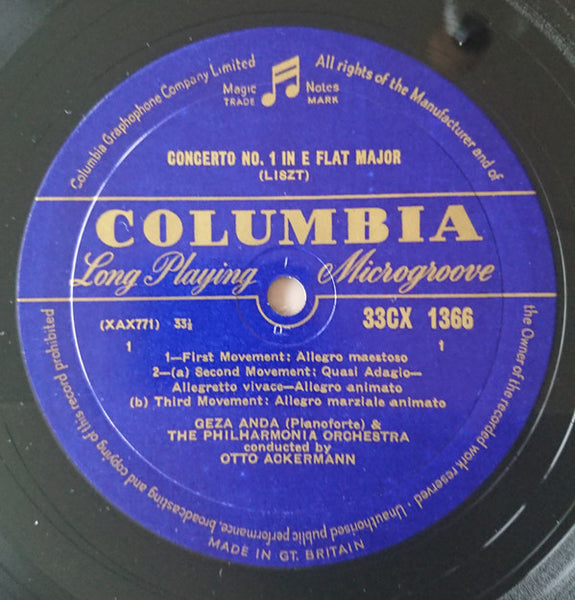 Liszt* - Geza Anda* And the Philharmonia Orchestra Conducted By Otto Ackermann : Piano Concerto No. 1 In E Flat / Hungarian Fantasia (LP, Mono)