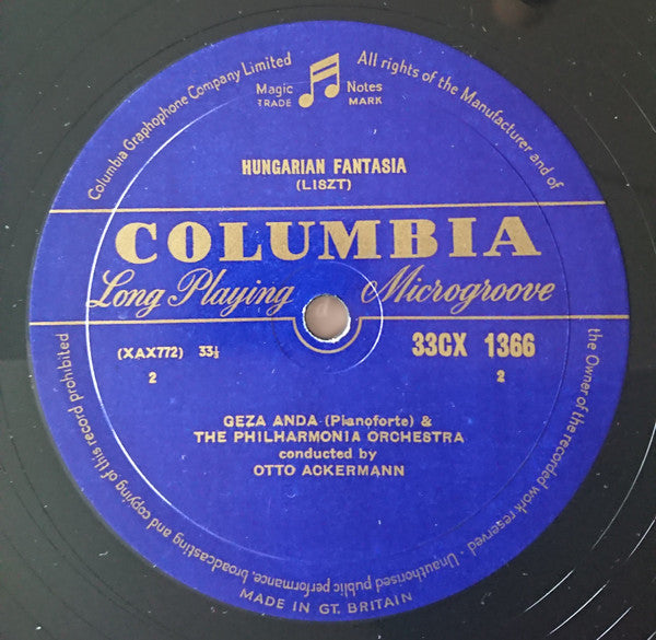 Liszt* - Geza Anda* And the Philharmonia Orchestra Conducted By Otto Ackermann : Piano Concerto No. 1 In E Flat / Hungarian Fantasia (LP, Mono)