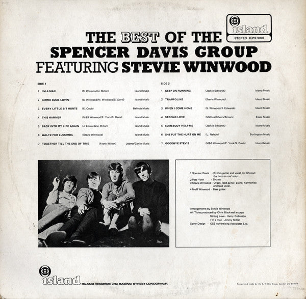 The Spencer Davis Group Featuring Steve Winwood : The Best Of  The Spencer Davis Group Featuring Steve Winwood (LP, Comp, RP)