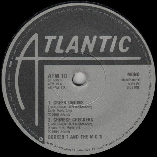 Booker T And The M.G.'S* / King Curtis / Rex Garvin And The Mighty Cravers* : Green Onions / Chinese Checkers / Memphis Soul Stew / Sock It To 'Em J.B. (Part 1) (7", EP, Mono, Ltd)
