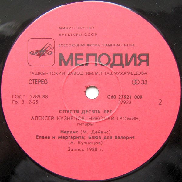 Алексей Кузнецов, Николай Громин* : Спустя Десять Лет (LP, Album)
