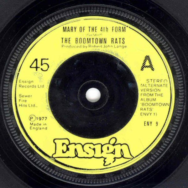 The Boomtown Rats : Mary Of The 4th Form (Alternate Version) (7", Single, Blu)