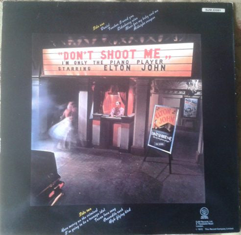 Elton John : Don't Shoot Me I'm Only The Piano Player (LP, Album, RE)