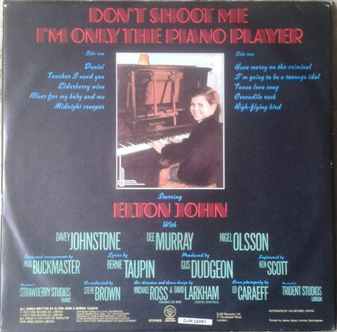 Elton John : Don't Shoot Me I'm Only The Piano Player (LP, Album, RE)