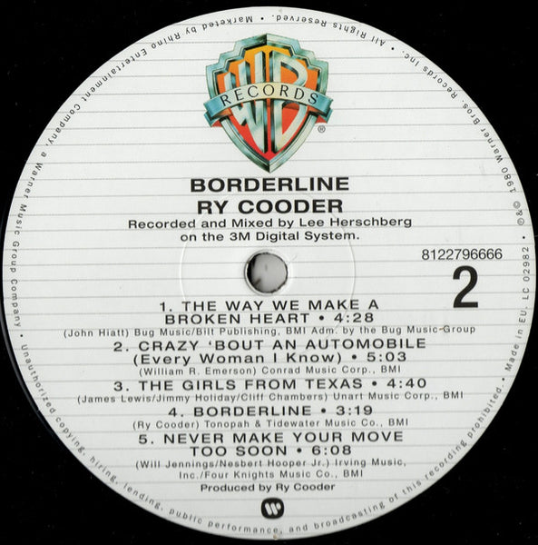 Ry Cooder : Borderline (LP, Album, RM, 180)