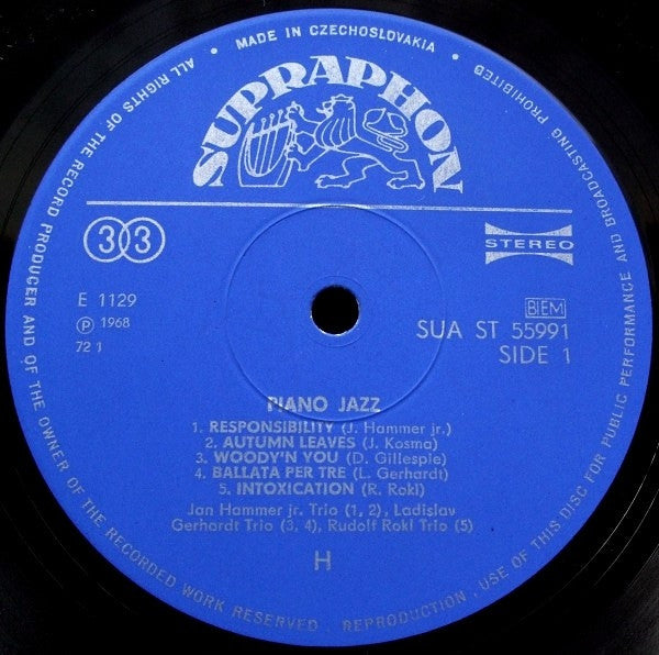 Various : Piano Jazz In Czechoslovakia (LP, Album, RP)