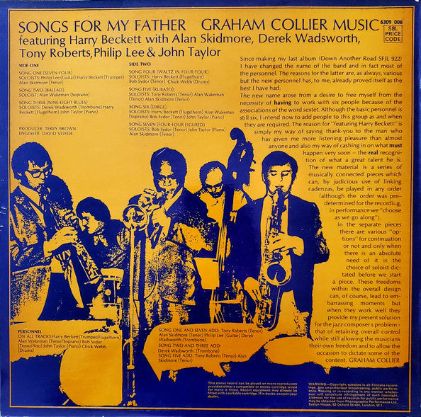 Graham Collier Music Featuring Harry Beckett : Songs For My Father (LP, Album)