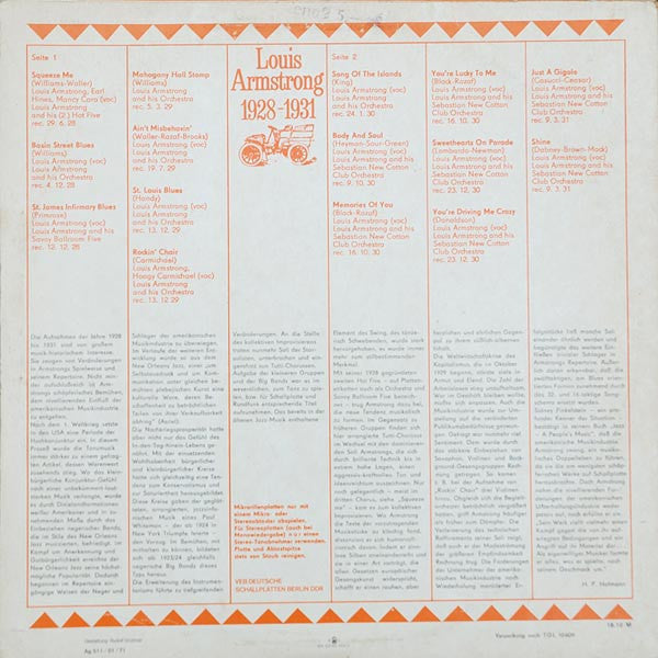 Louis Armstrong : 1928-1931 (LP, Comp, Mono, RP)
