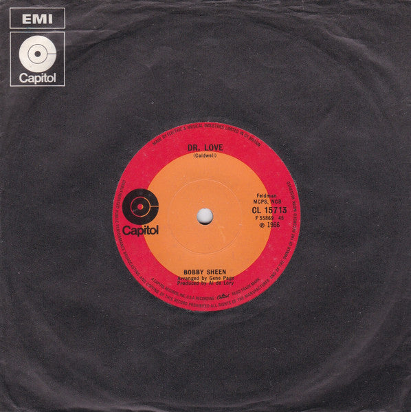 Bobby Sheen : Dr. Love / Sweet Sweet Love (7", Single, RE, Sol)