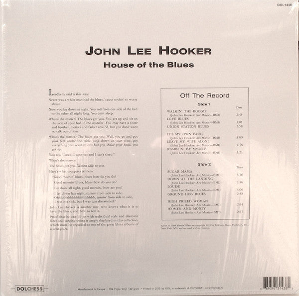 John Lee Hooker : House Of The Blues (LP, Album, RE, 140)