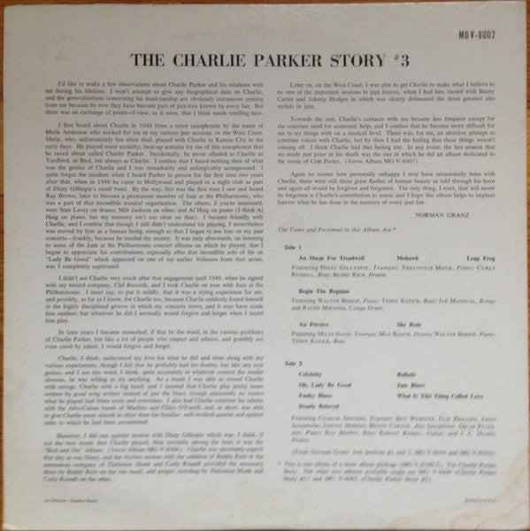Charlie Parker : The Charlie Parker Story #3 (LP, Album, Comp, Mono)