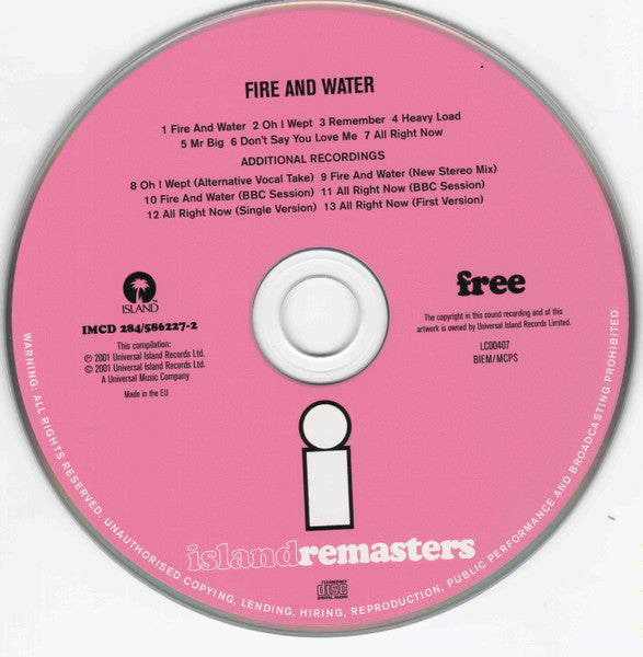 Free : Fire And Water (CD, Album, RE, RM)