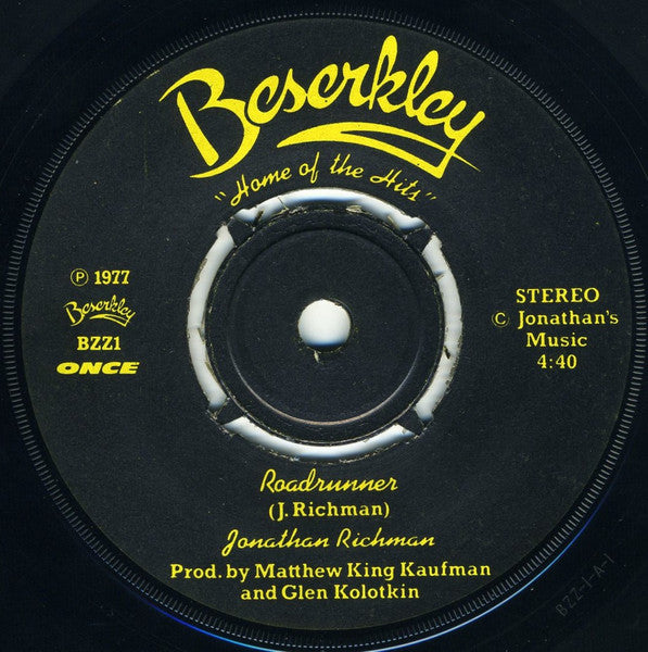 Jonathan Richman : Roadrunner Once (7", Single, Pic)